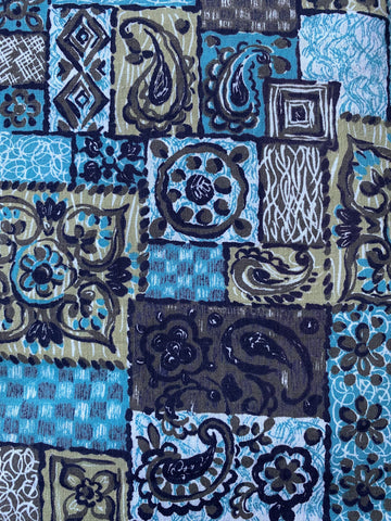 1960s Polynesian Tapa Print Cotton